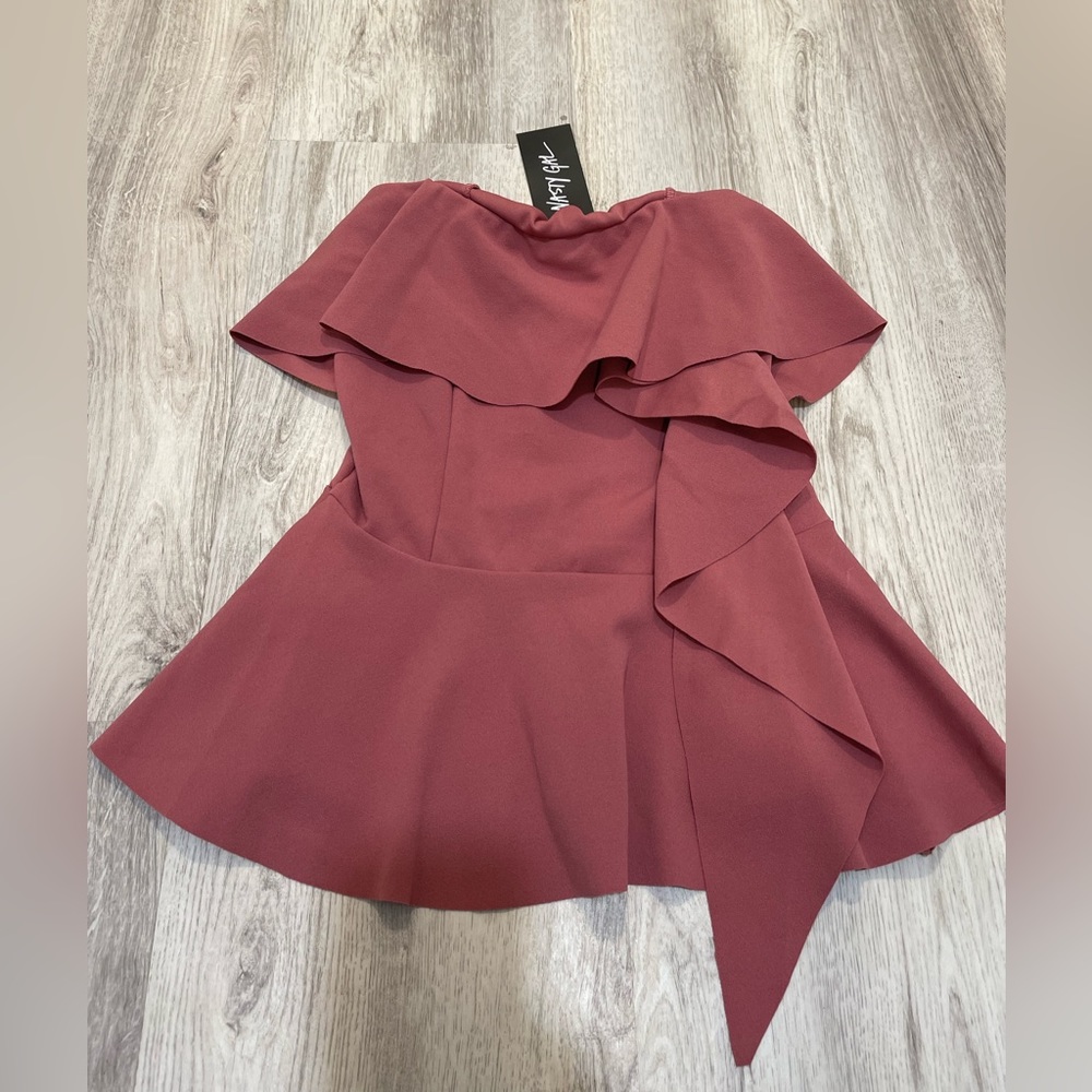 Asymmetric bandeau top off the shoulders